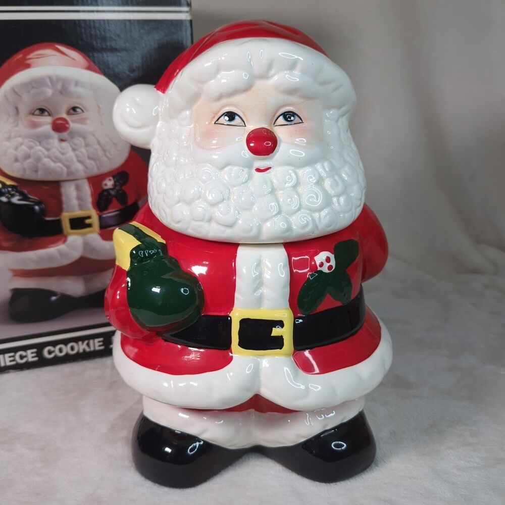 Santa Claus Ceramic Cookie Jar 11" VTG Christmas Holiday Montgomery Ward w/Box